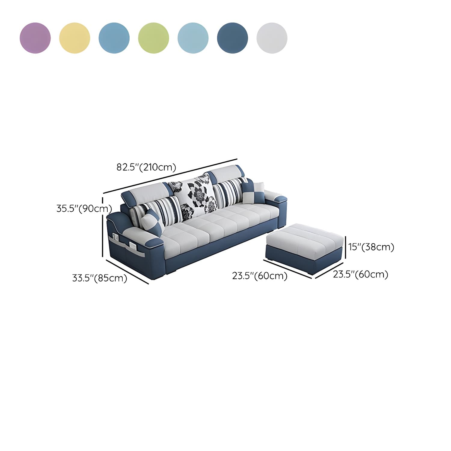 Reversible L-Shape Scandinavian Sectional Sofa with Ottoman and Adjustable Headrest in 2 Piece Set - image 19