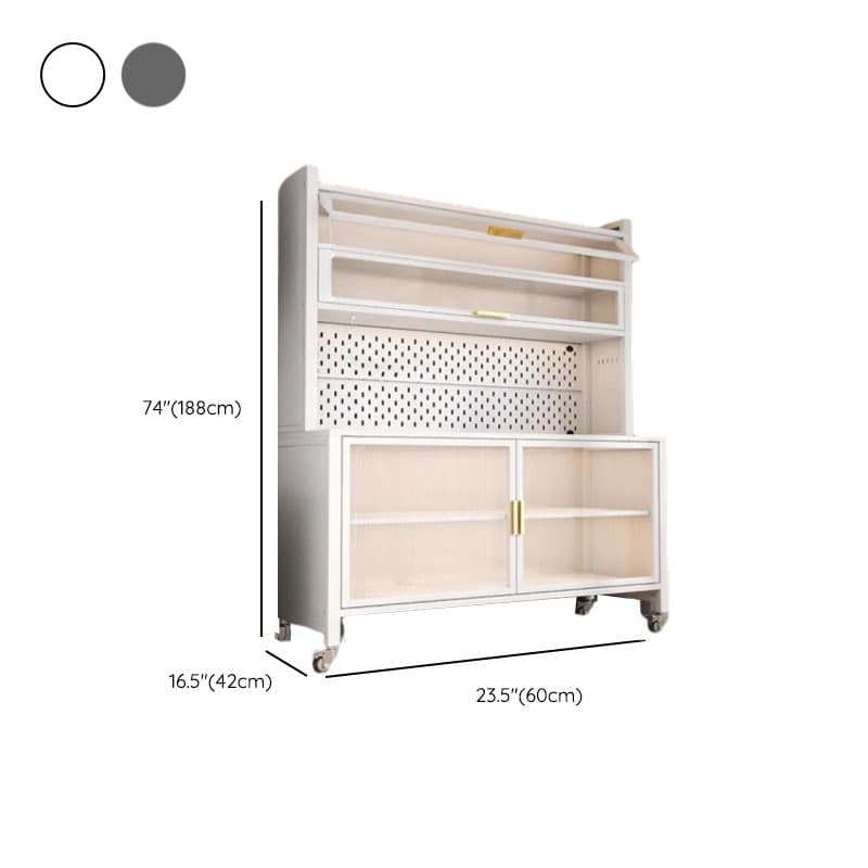 Narrow Steel Countertop Sideboard with Wheels, Cupboard, Changeable Shelf, and 3/4 Doors - image 14