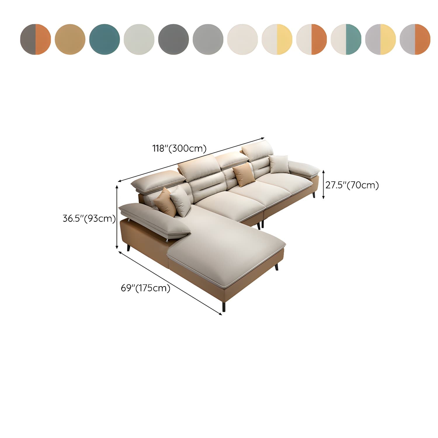 Modern L-Shape Sofa Chaise in Tech Cloth with Stationary Design and 3 Piece Set - image 24