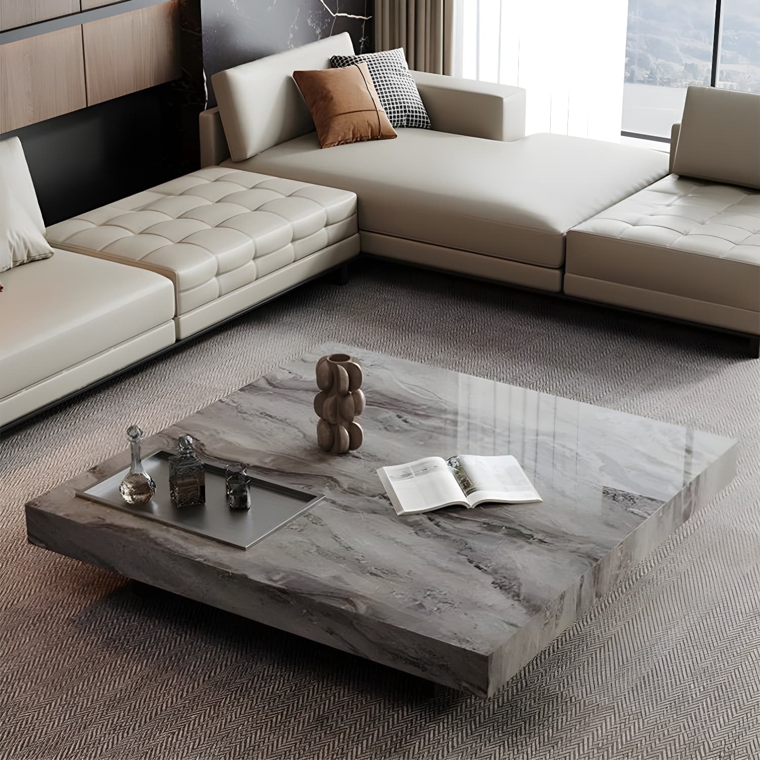 Block Coffee or End Table Contemporary Marble Square/Rectangle Prevent Scratches - image 10