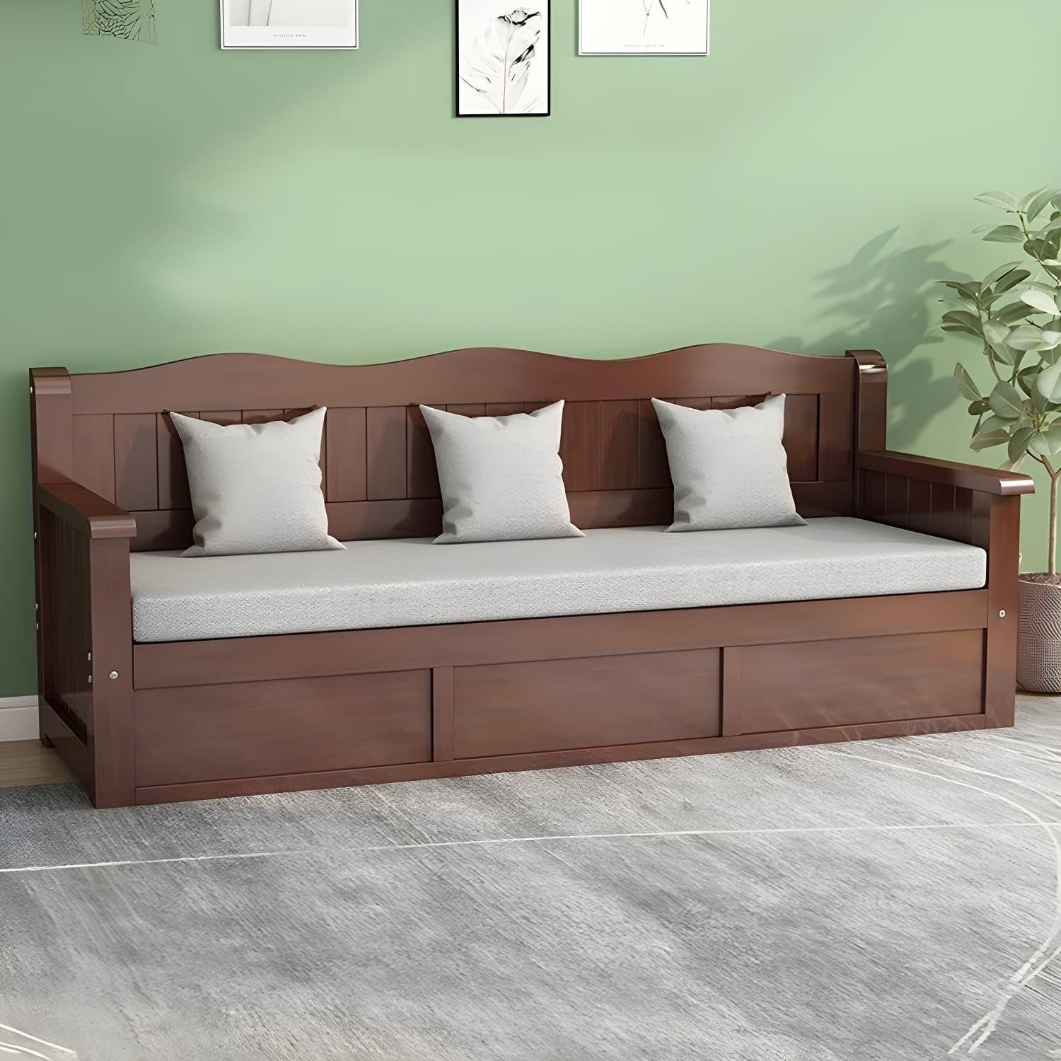 Gray Cotton and Linen Modern Sofa with Storage and Foam Cushioning - image 9