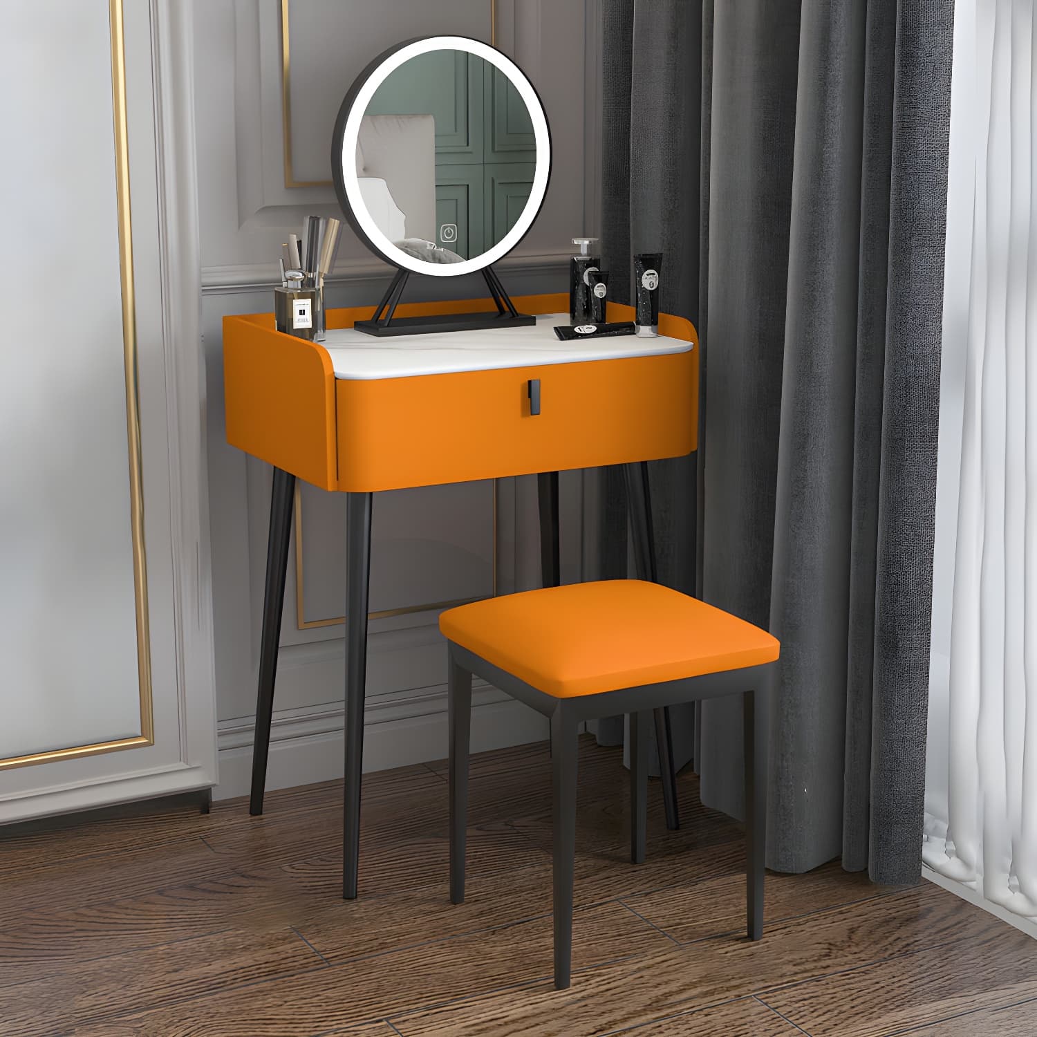 15" Wide Contemporary Make-up Vanity Mirror Dressing Table with Drawer - image 5