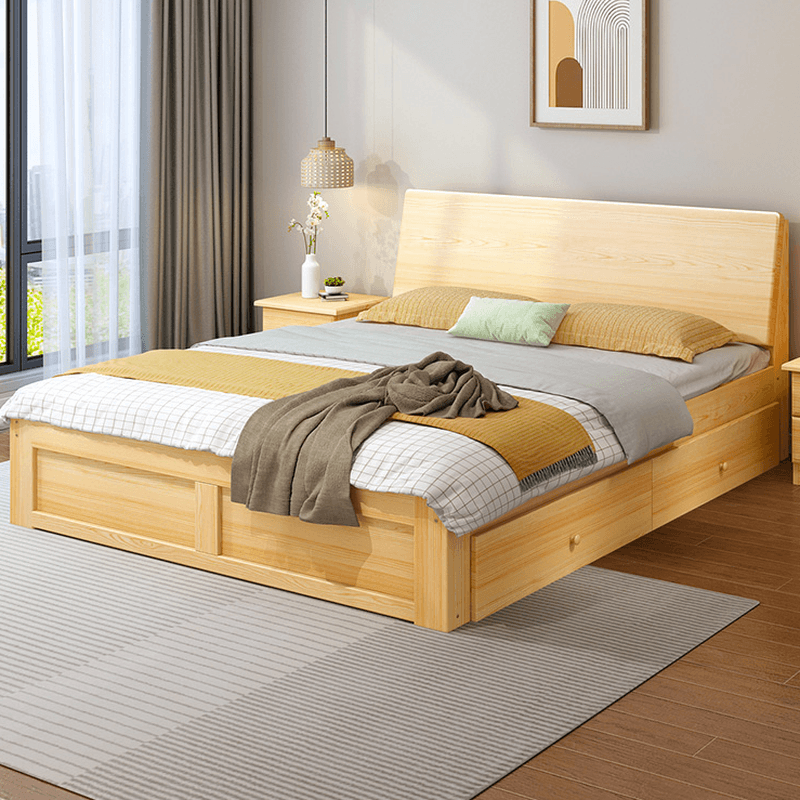 Casual Pine Wood Cabinet Bed/Pallet Bed Frame with 2 Drawers - image 3