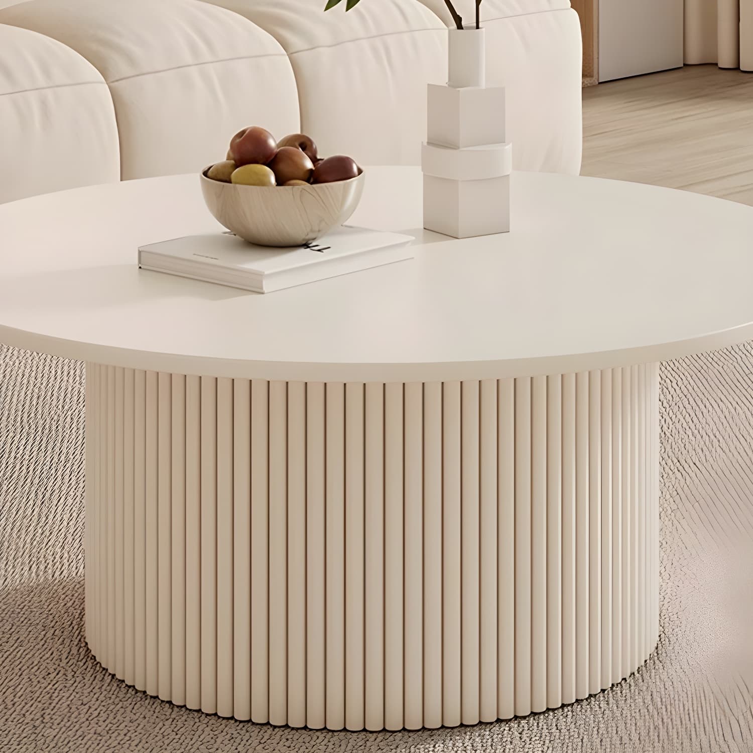 Round Nesting Coffee Tables Scandinavian Stone Top Steel Base - image 8