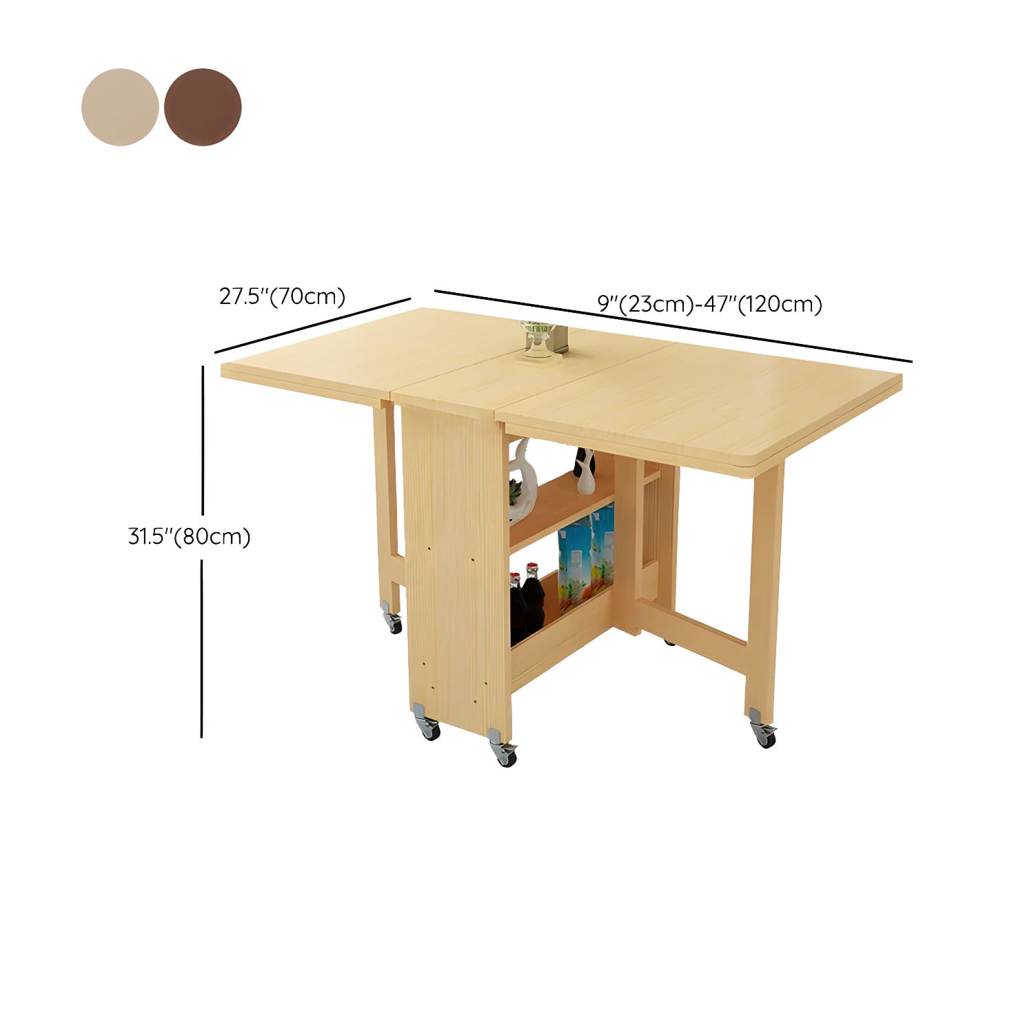 Modern Rectangular Wood Dining Table with Pedestal Base, Seats 4, Drop Leaf Design - image 13