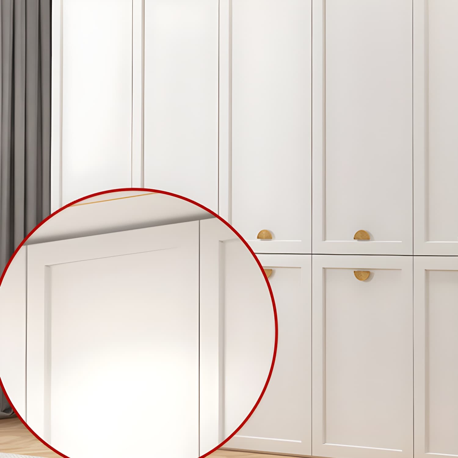 Modern Solid Color Shelves Hinged Doors Cloth Rod Included Cabinet in Beige - image 6