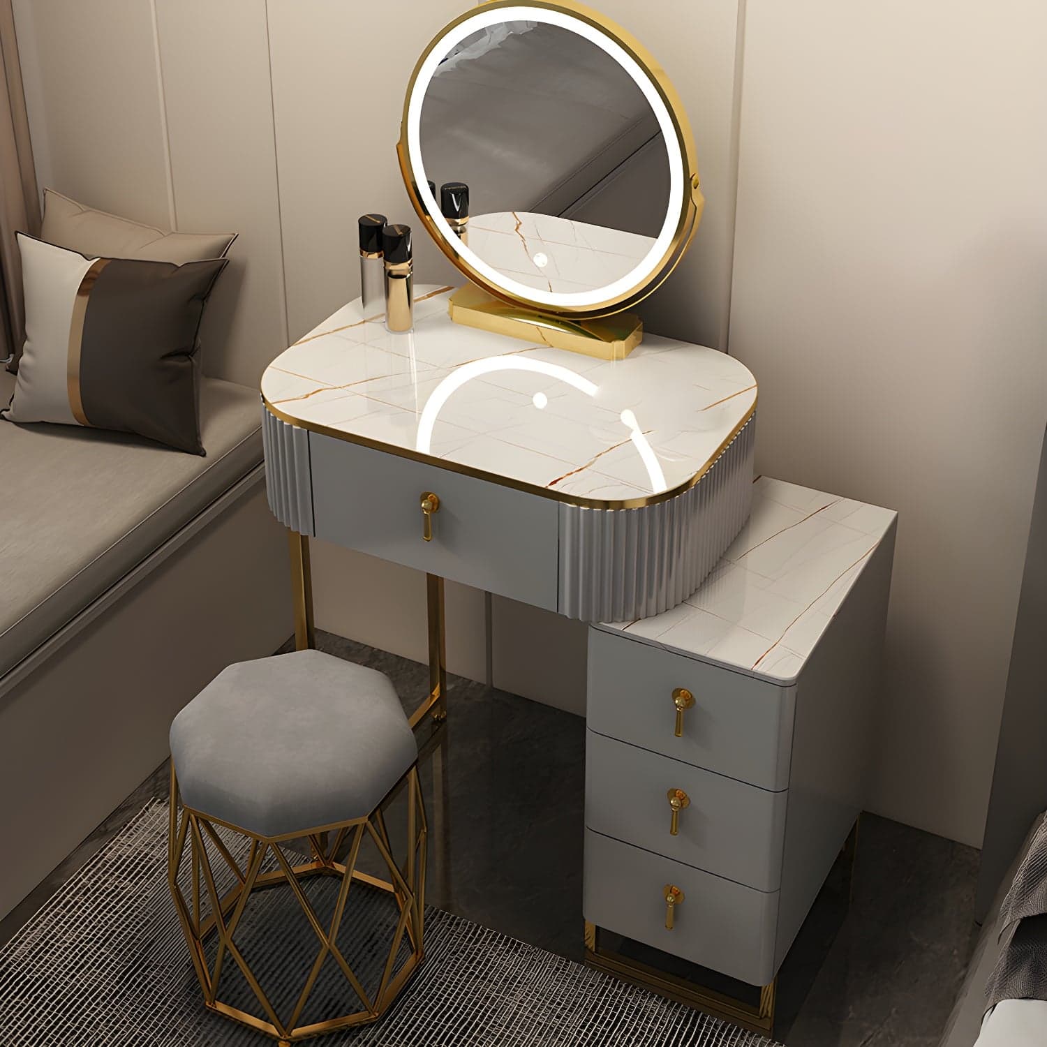 Contemporary Makeup Vanity Desk Table 29.9" H Bedroom Makeup Counter - image 5
