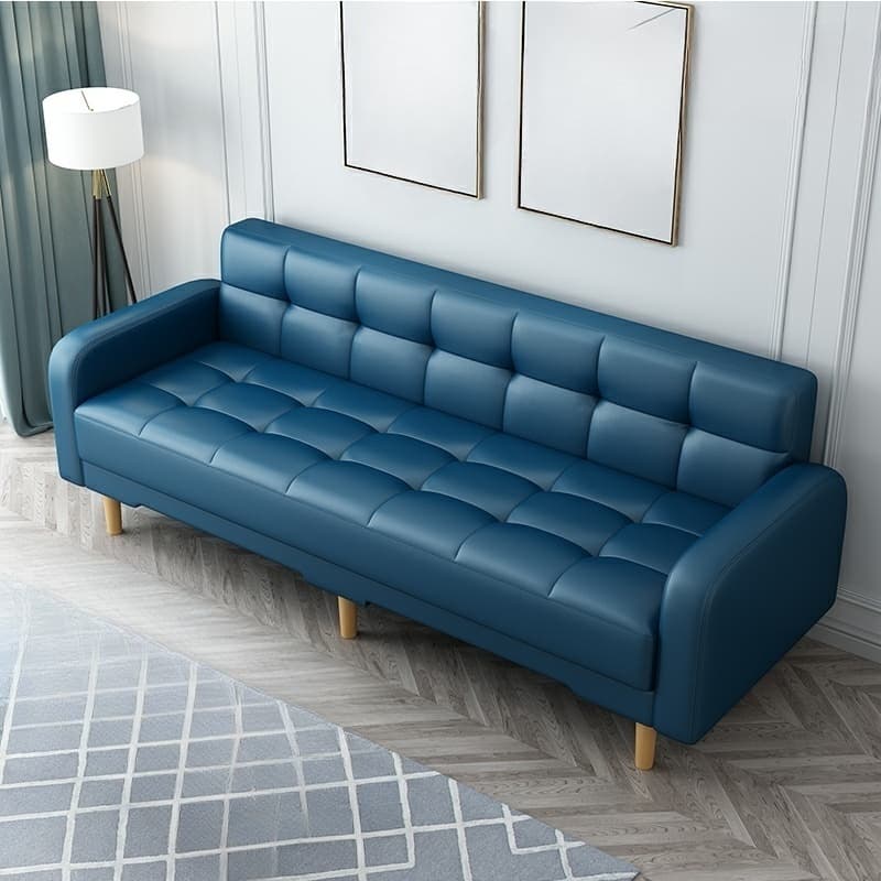 Square Arm Foldable Convertible Sofa with Biscuit Back for Living Spaces