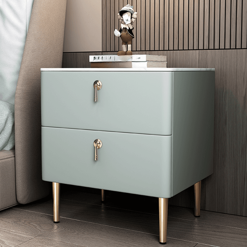 Minimalist 2-Drawer Stone Countertop Bedside Cabinet with Legs - image 5