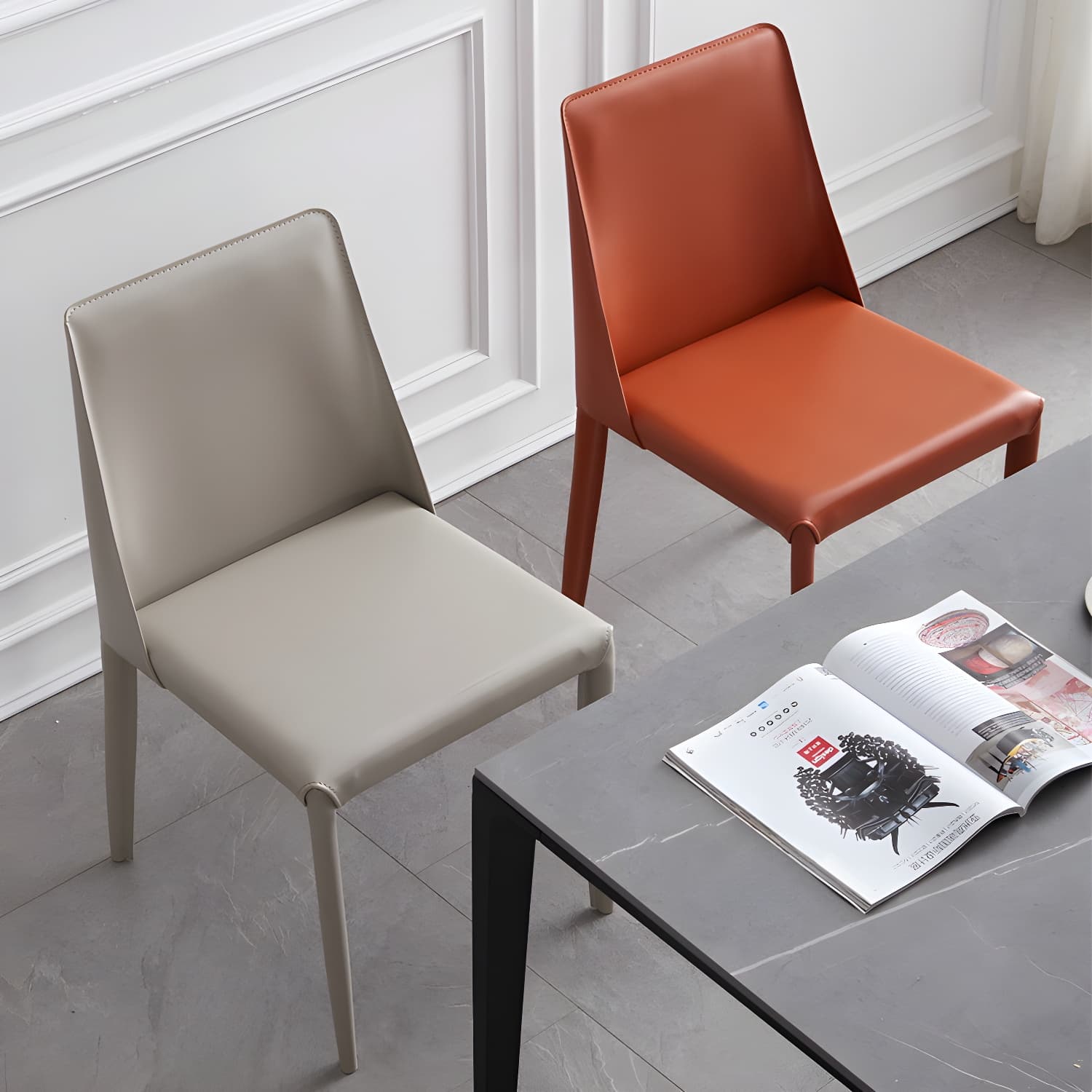 Modern Metal Dining Room Chairs Armless Leather Dining Chair for Restaurant - image 11