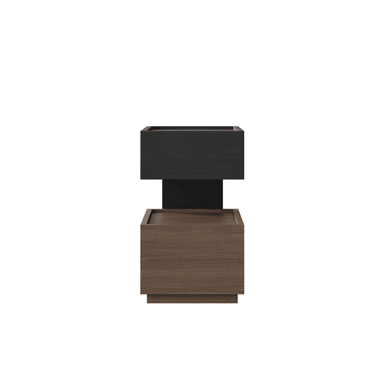 Modish Nightstand With Drawer Organization Featuring 2 Drawers, 1 Shelf, and Lumber Countertop