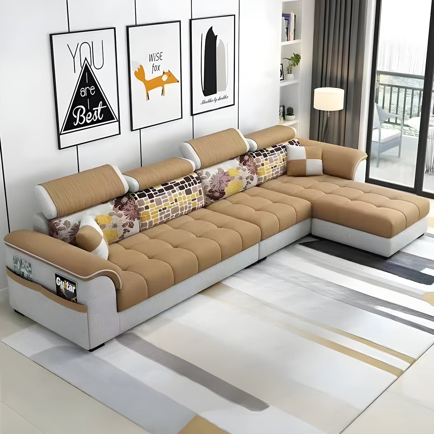 Contemporary L-Shaped Sectional Sofa with Adjustable Pillows and Storage - image 7