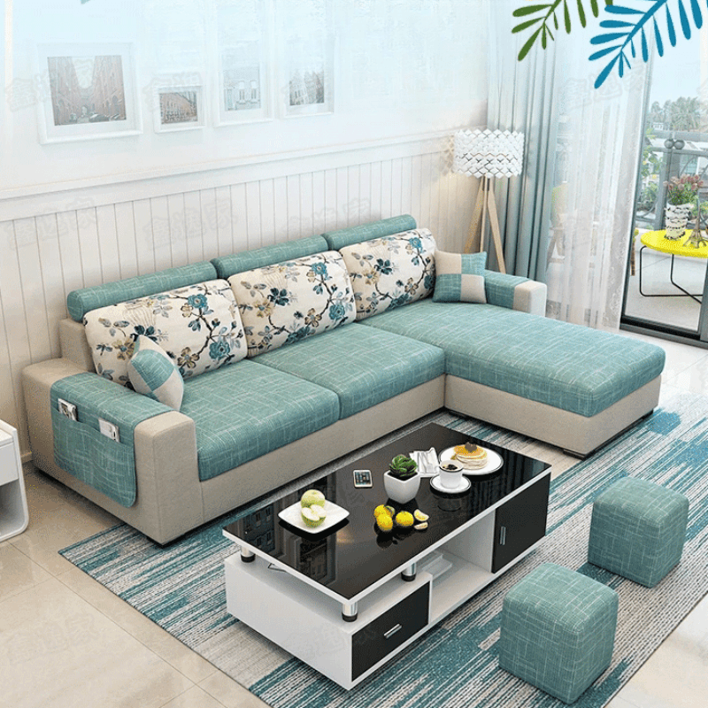 L-Shape Corner Sectional in Lavender/Olive Green/Beige with Left Hand Facing/Right Orientation - image 11