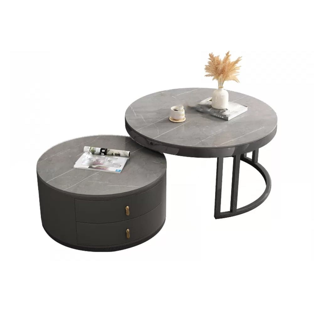 Round Nesting Coffee Table Set Frame Modern Storage Coffee Table - image 4