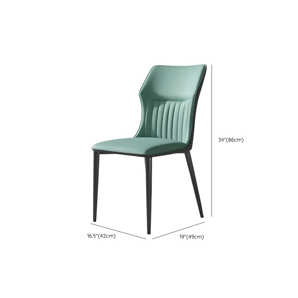 Minimalist Side Chair with Closed Back, Padded Upholstery, and Ink Metal Legs - image 15