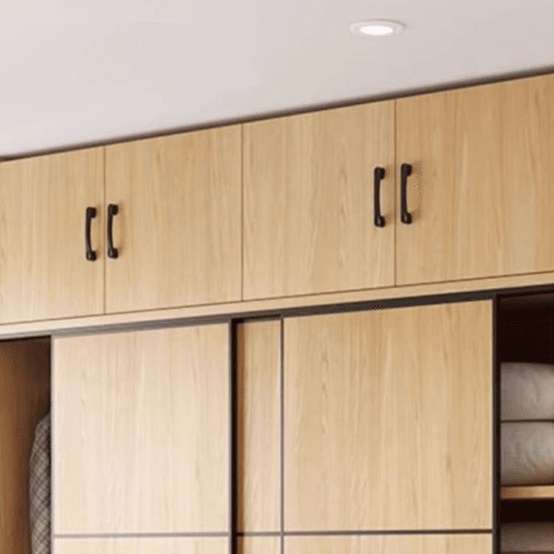Natural Finish Modern Timber Self-supporting Wardrobe with Soft Close Drawer, Soft Close Door, and Clothing Rod - image 3