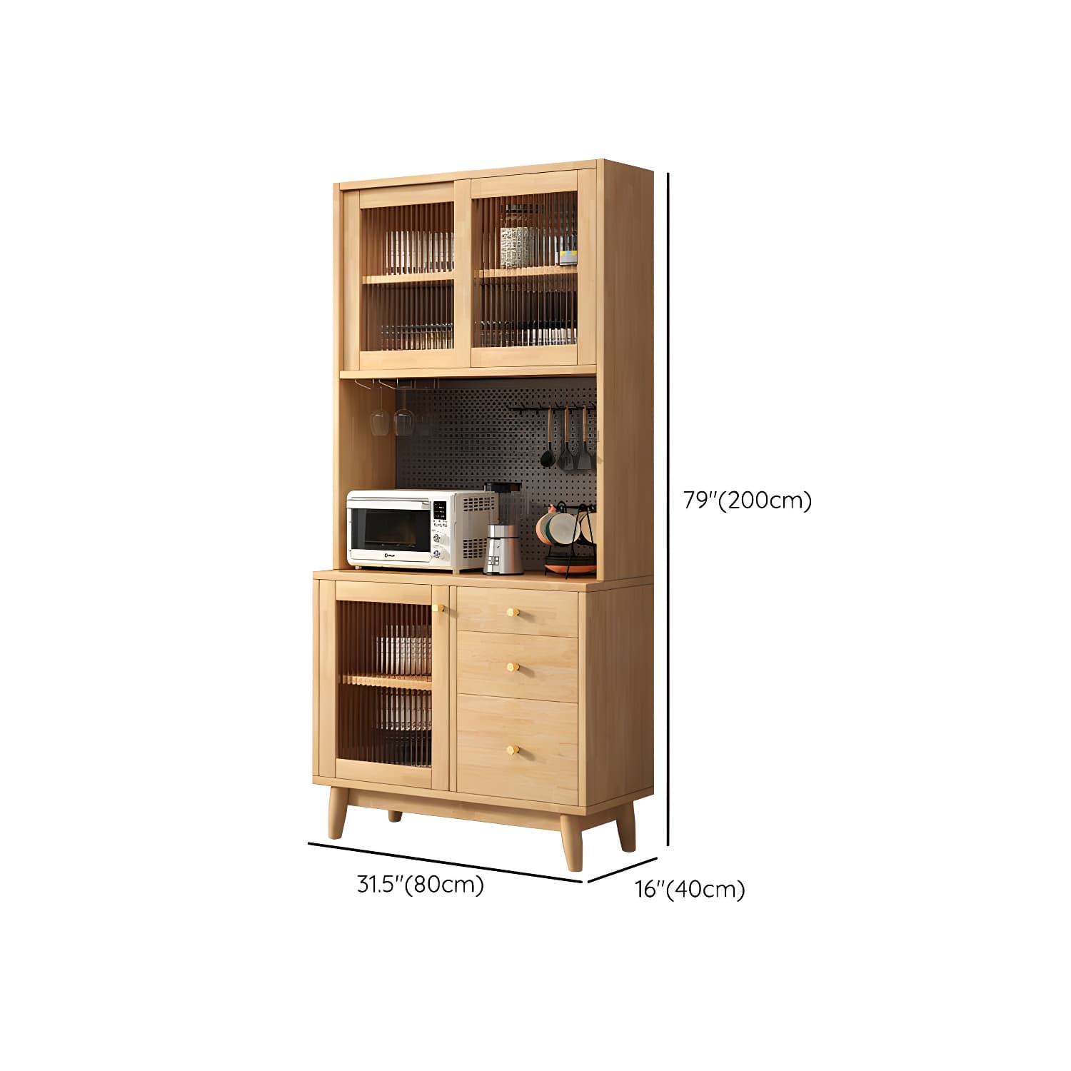Modern Style Solid Wood Storage Sideboard Cabinet with Glass Doors and Drawers - image 15