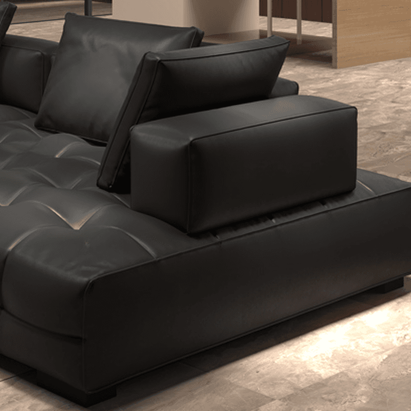 L-Shape Dark Upholstery Corner Sectional, Seats 5 with Button-tufted Design - image 5