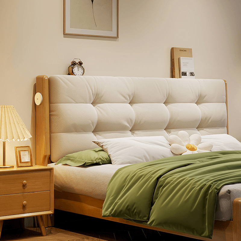 Minimalist Free-standing Standard Twin XL(38"W x 80"L)/King(76"W x 80"L)/Queen(60"W x 80"L) Panel No Distressing With Legs in Wood and Sponge