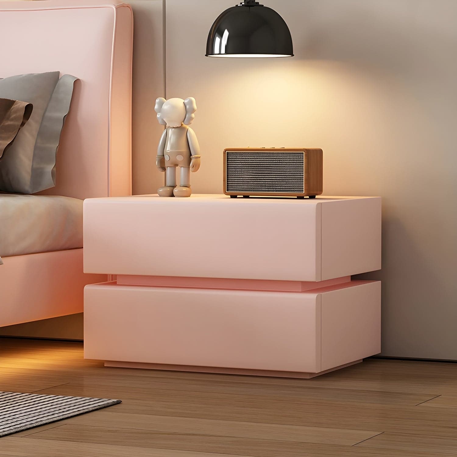 Modern Wood Nightstand with Drawer Storage, Small Size, Under 23 inches - image 7