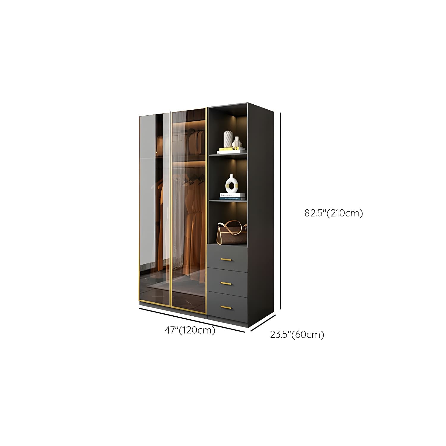 Modern Glass Wardrobe Wardrobe Armoire Wardrobe Cabinet for Home - image 18