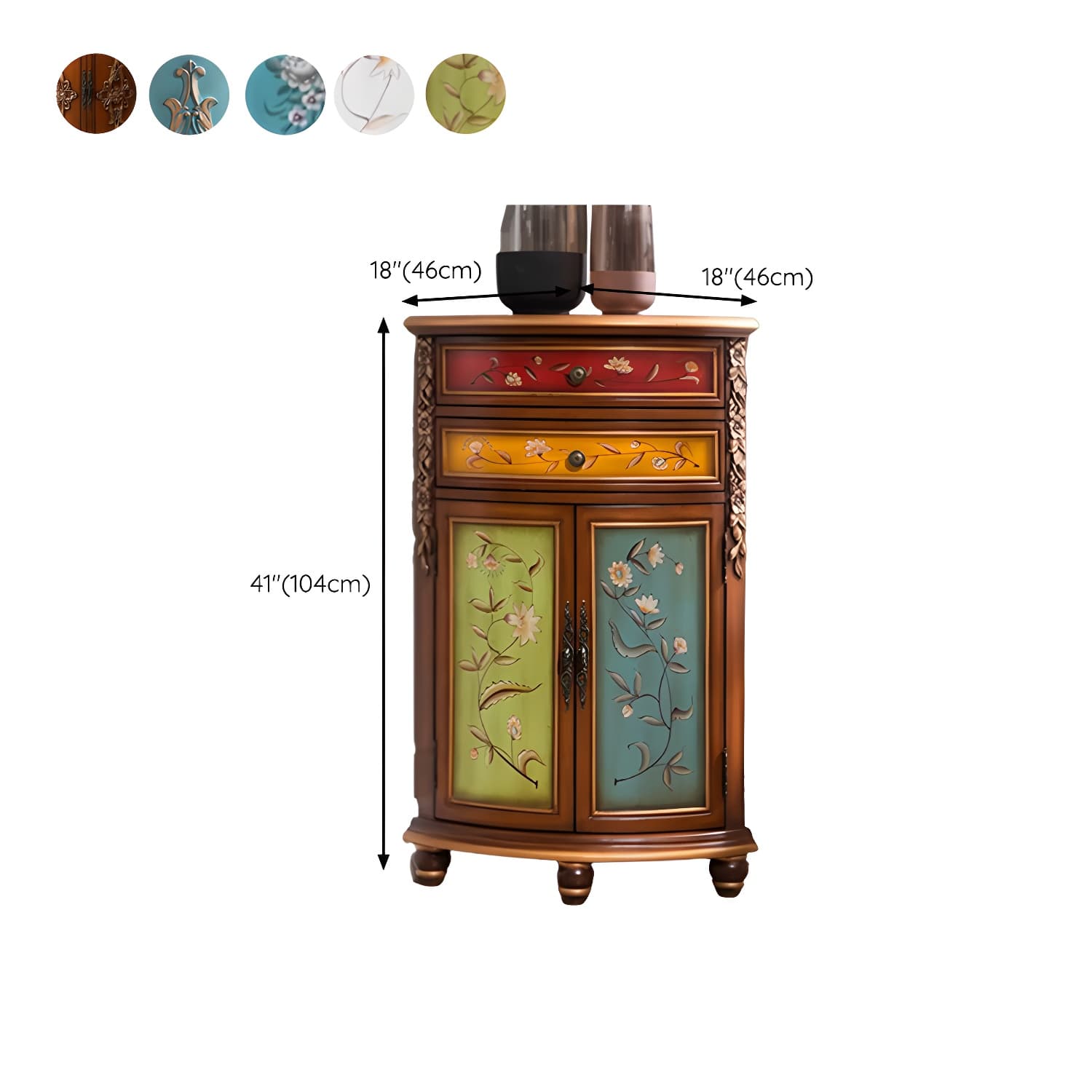 Rustic Corner Accent Cabinet with Wood Counter Top, Drawers, and Cabinet, Small Size - image 13