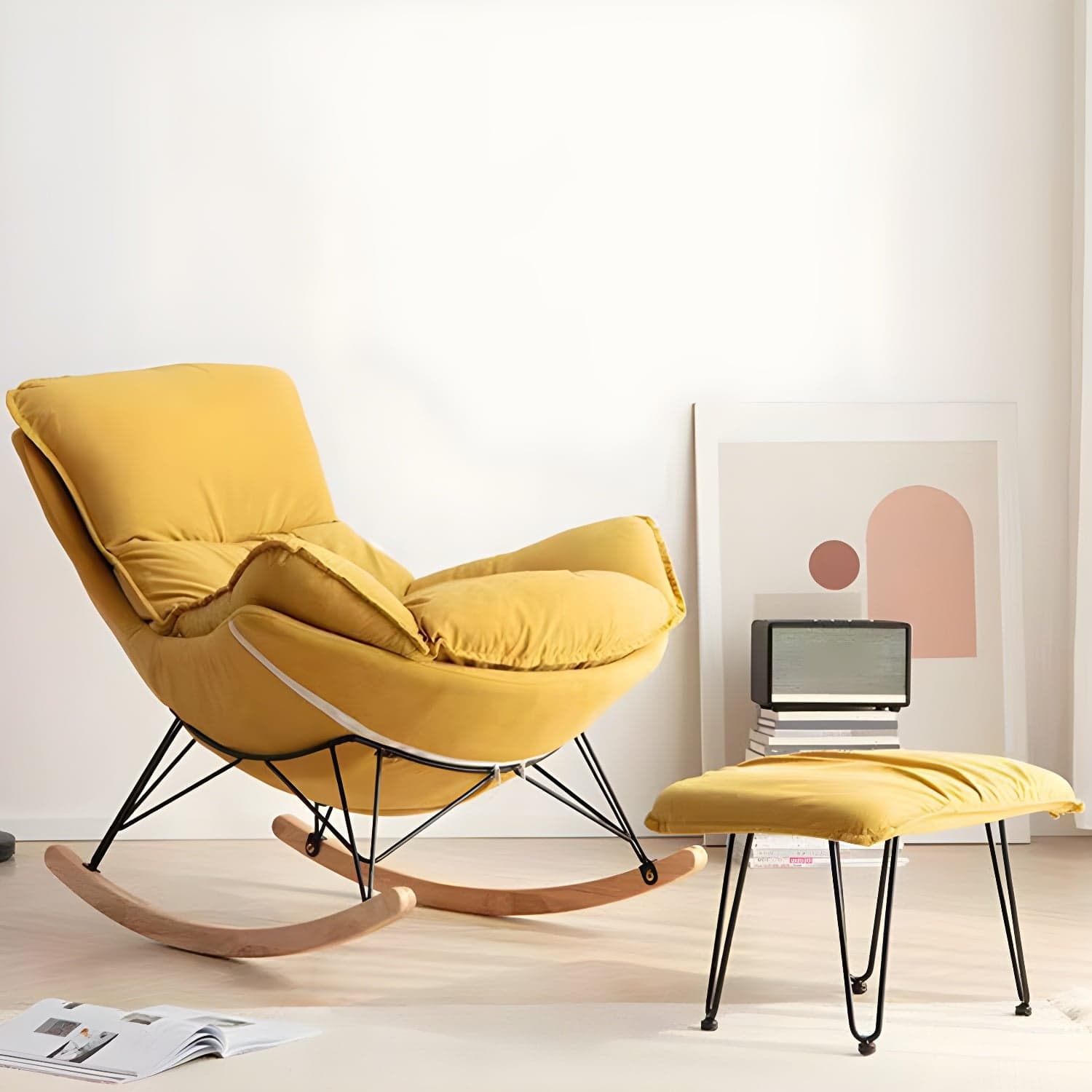 Modern Single Lazy Rocking Chair Indoor Sofa Rocking Chair with Cushion - image 9