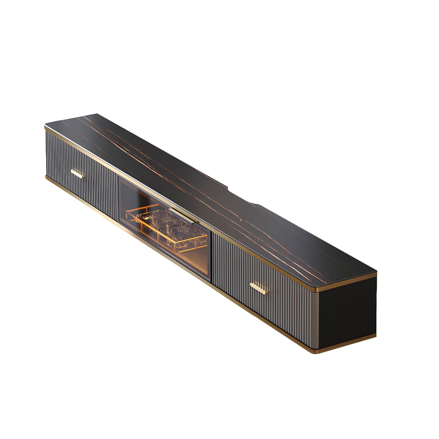 Black Slate TV Cabinet Gorgeous Style Home Wall Mounted TV Cabinet Console - image 10