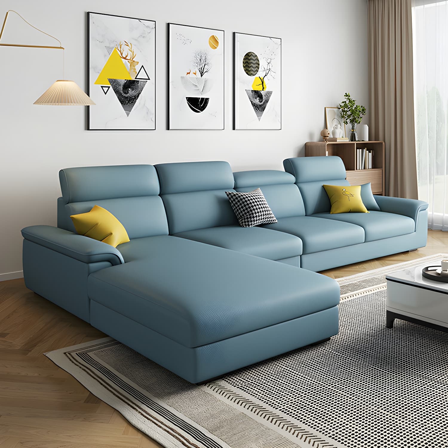 Modern Sectional Sofa and Chaise with Adjustable Pillows and Pillow Top Arm - image 7