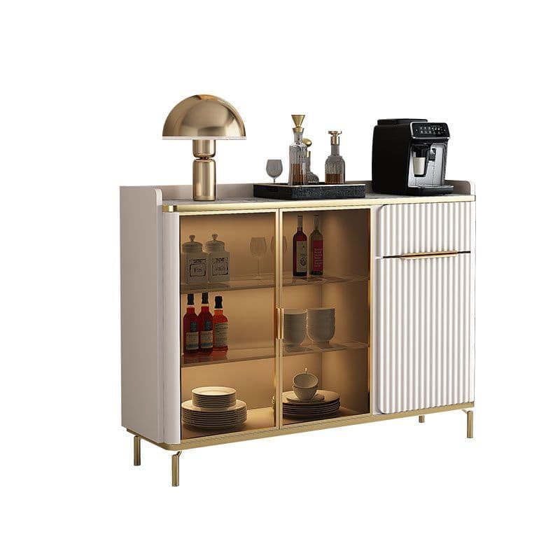 Floor Server/Buffet Table in Slab for Living Room with Glass Doors and Slate Countertop in a Luxurious Style - image 5