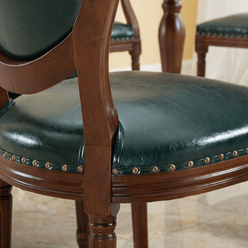 French Sturdy King Louis Back Upholstered Arm Chair/Side Chair with Nailhead Accent, Foot Pads and Weathered Wood Base - image 24