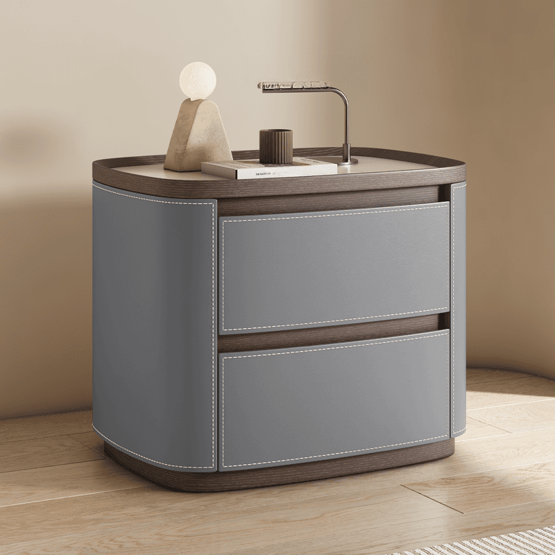 Modern Simple Style Nightstand With Drawer Storage Featuring 2 Drawers and Stone Countertop - image 3
