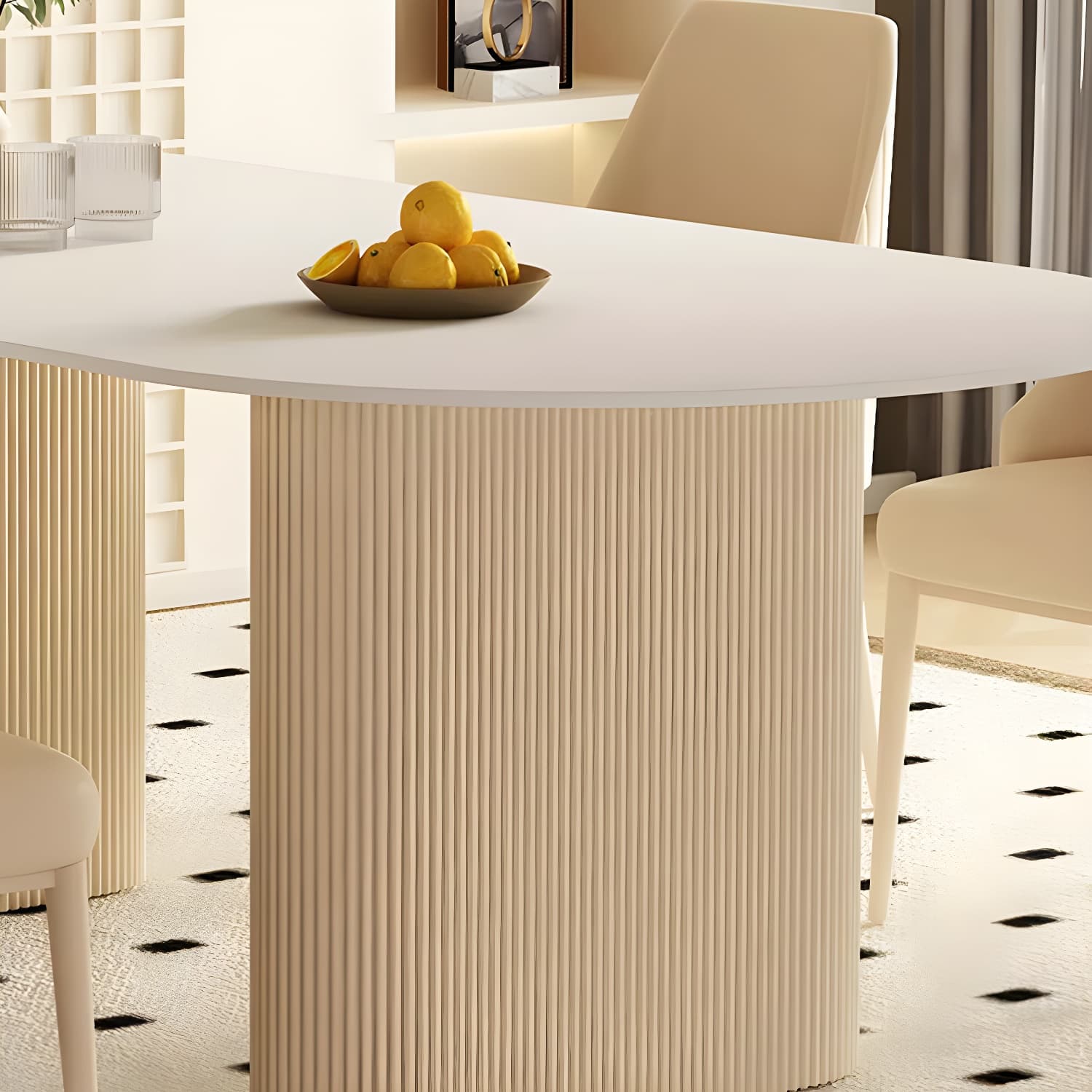 Elegant Oval Shape Metal Dining Set in Modern White - Ideal for 35-40 Women - image 6