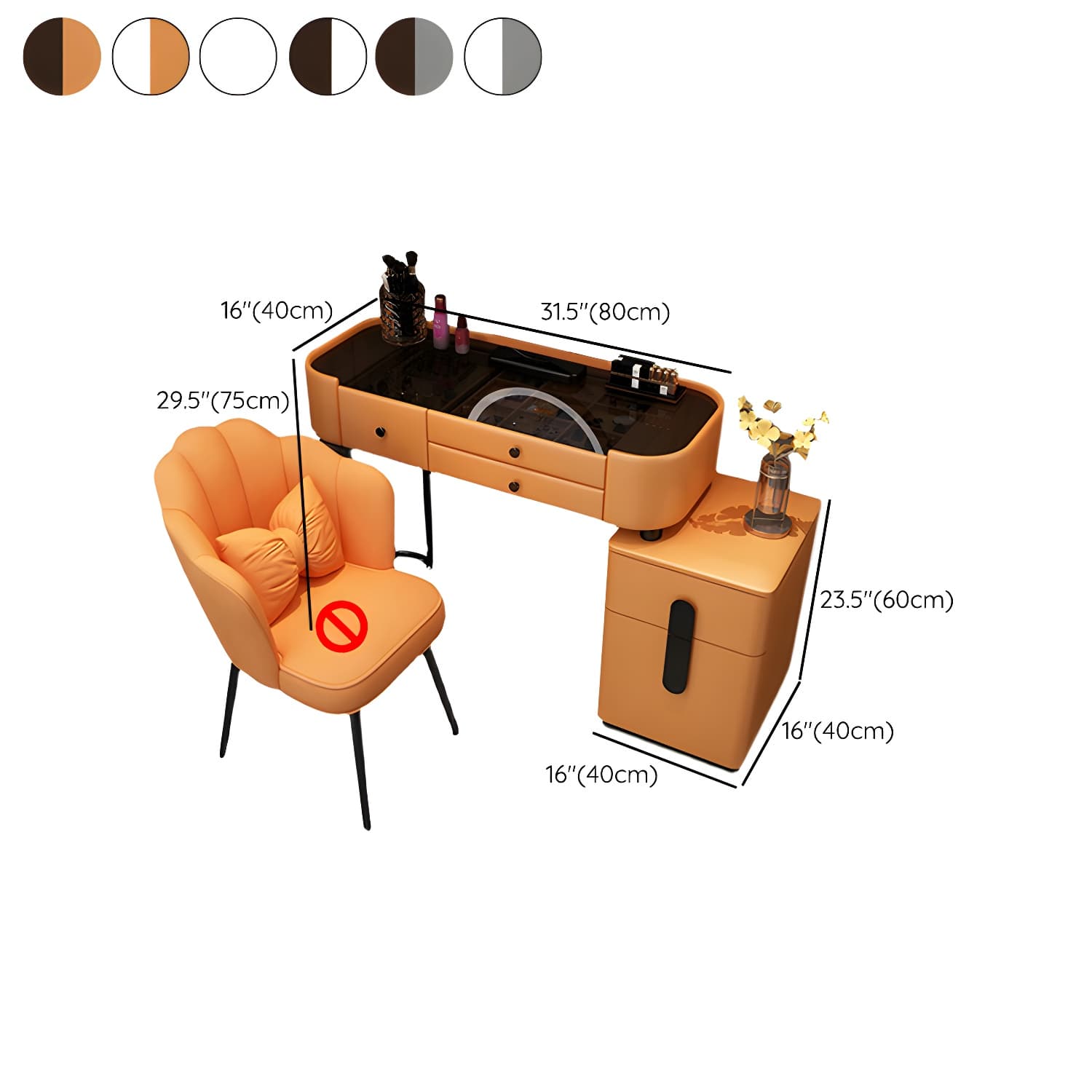 5-Drawers Vanity Desk Modern Stone Top Vanity Dressing Table - image 17