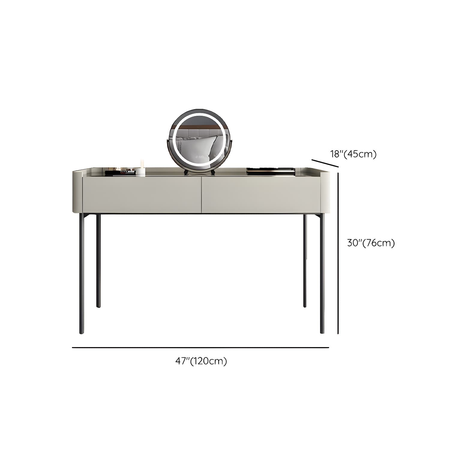 Modern Wooden Makeup Vanity with Glass Table Top & Drawers & Jewelry Storage - image 17
