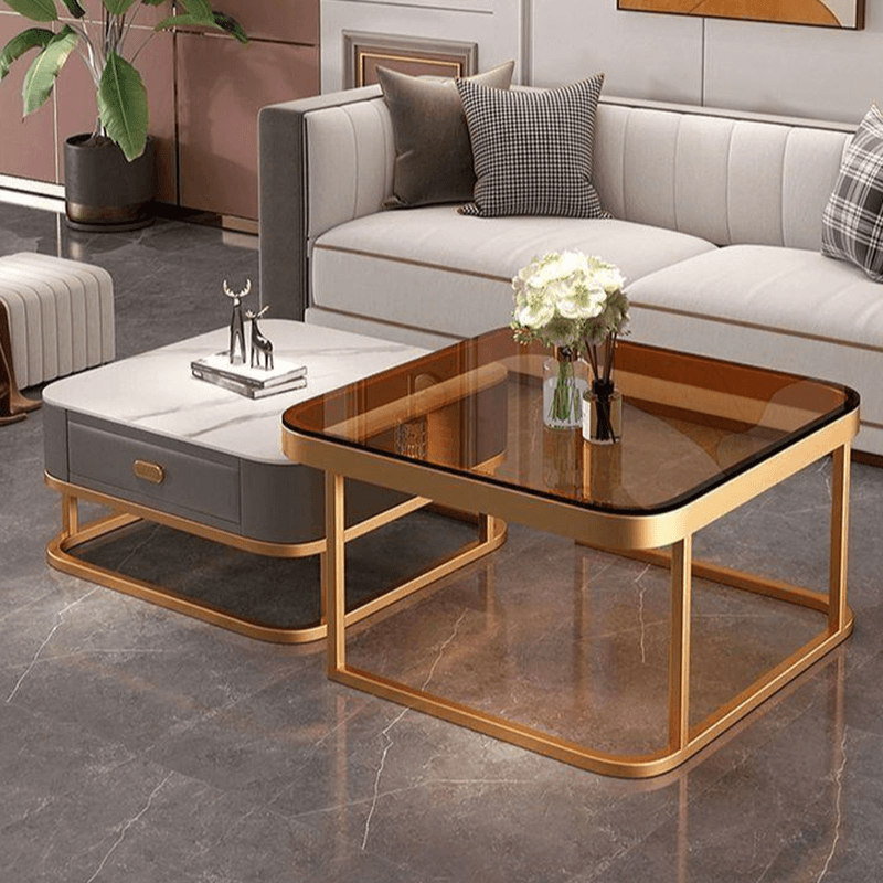 Square Double Nesting Accent Table with Framework Base for Home - image 6