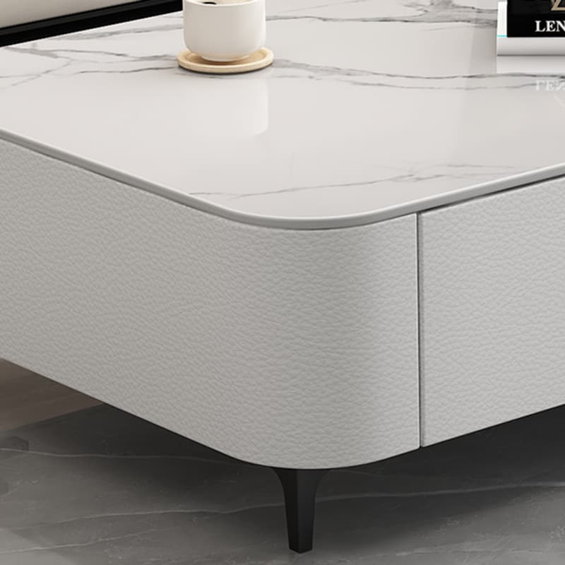 Four Leg Non-Upholstered Modern Metal Coffee Table with Storage and Drawers Standard Size - image 9