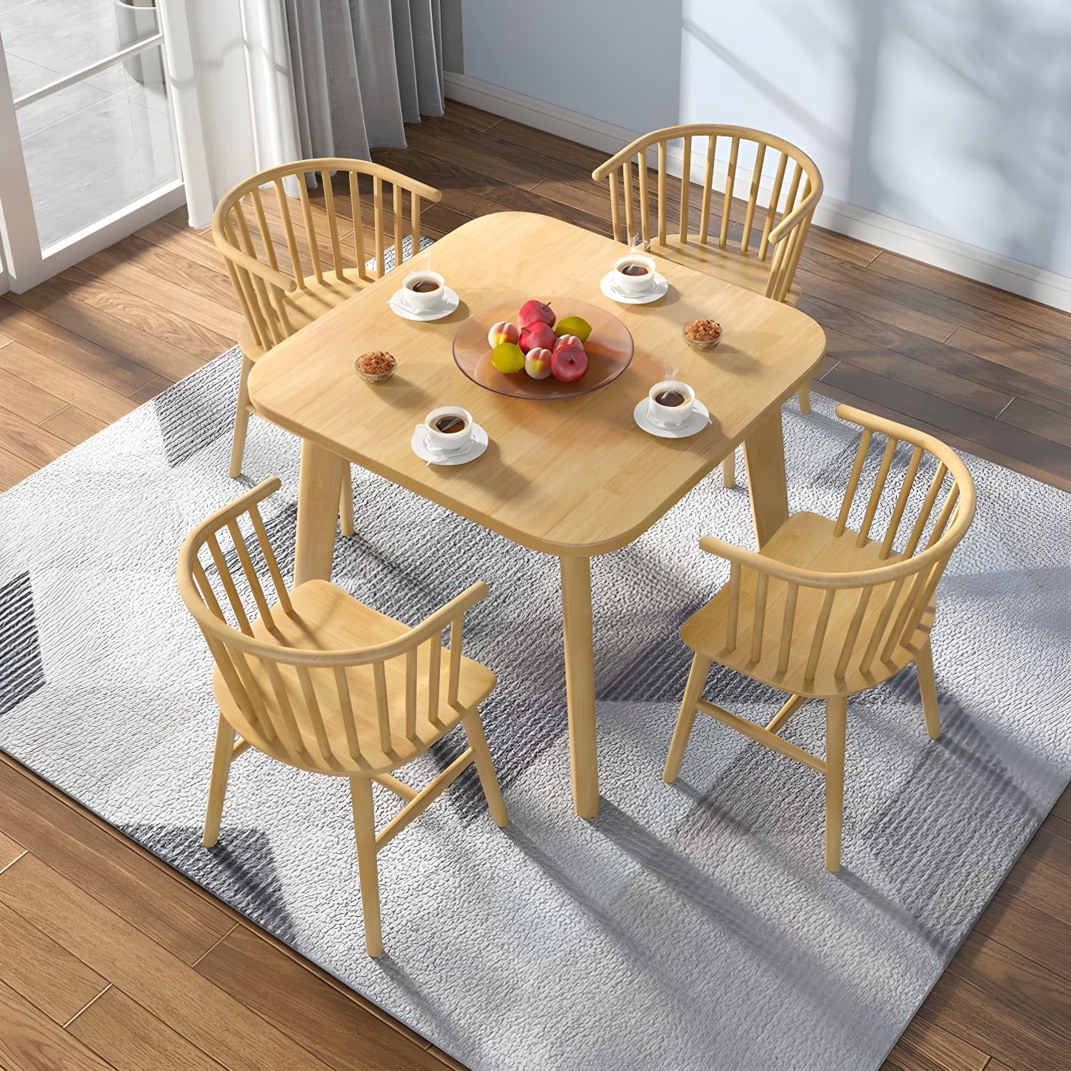 Scandinavian Natural Wood Square Kitchen & Dining Table with Legs
