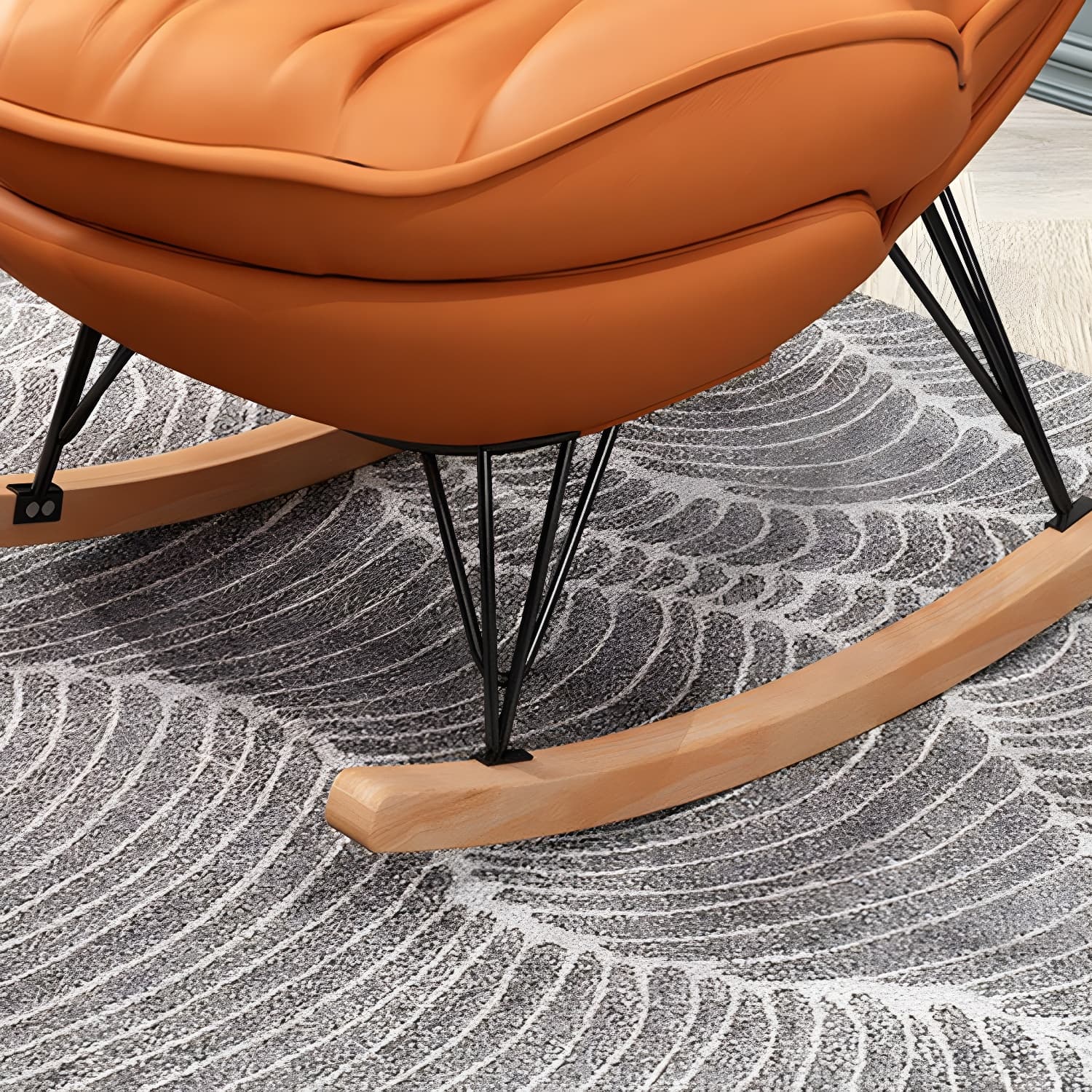 Upholstered Rocking Chair Contemporary Rocker Chair with Ottoman - image 13