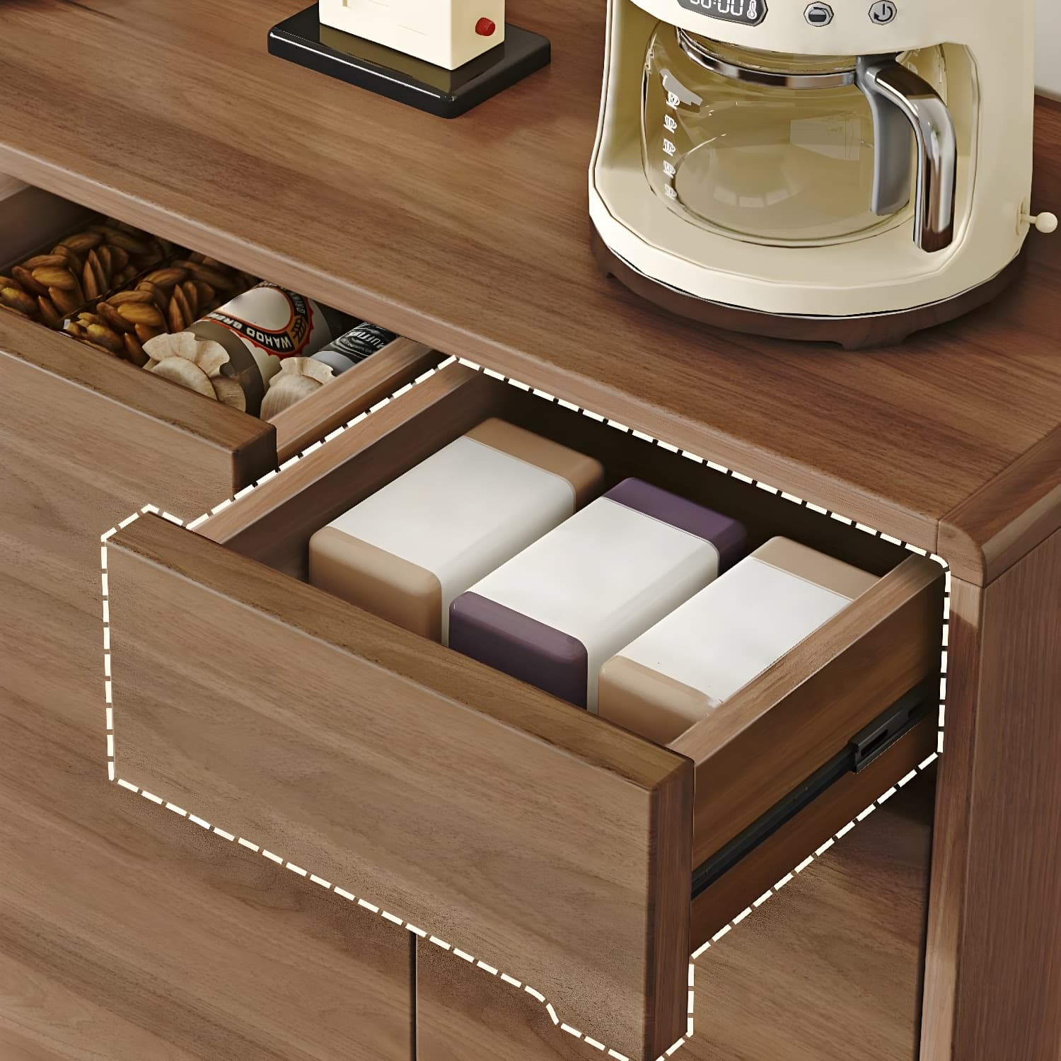 Contemporary Engineered Wood Free-standing Sideboard with Glass Door and Adjustable Shelves - image 8