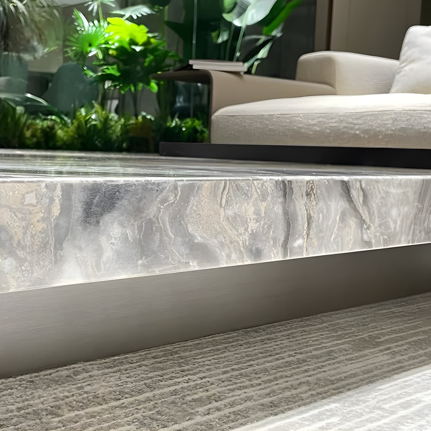 No Distressing Coffee Table Pedestal Faux Marble Square Cocktail Table - image 8