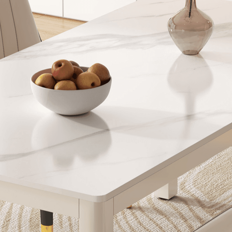 Minimalist Rectangular Dining Table Set with Marble Slab Top and 4 Legs - image 9