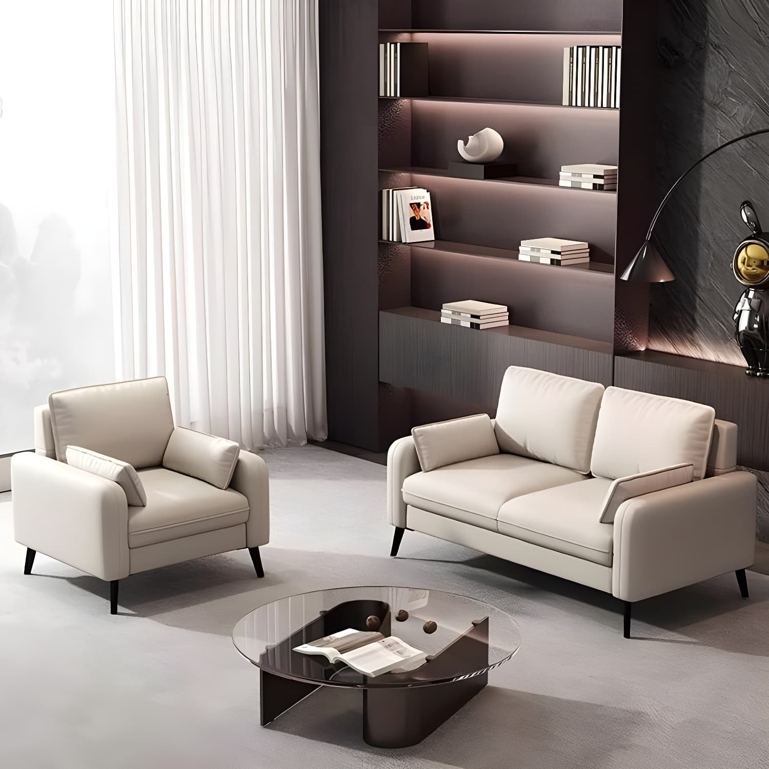 2-Seater Modern Cushioned Sofa with Bolster Pillows for Living Room - image 10