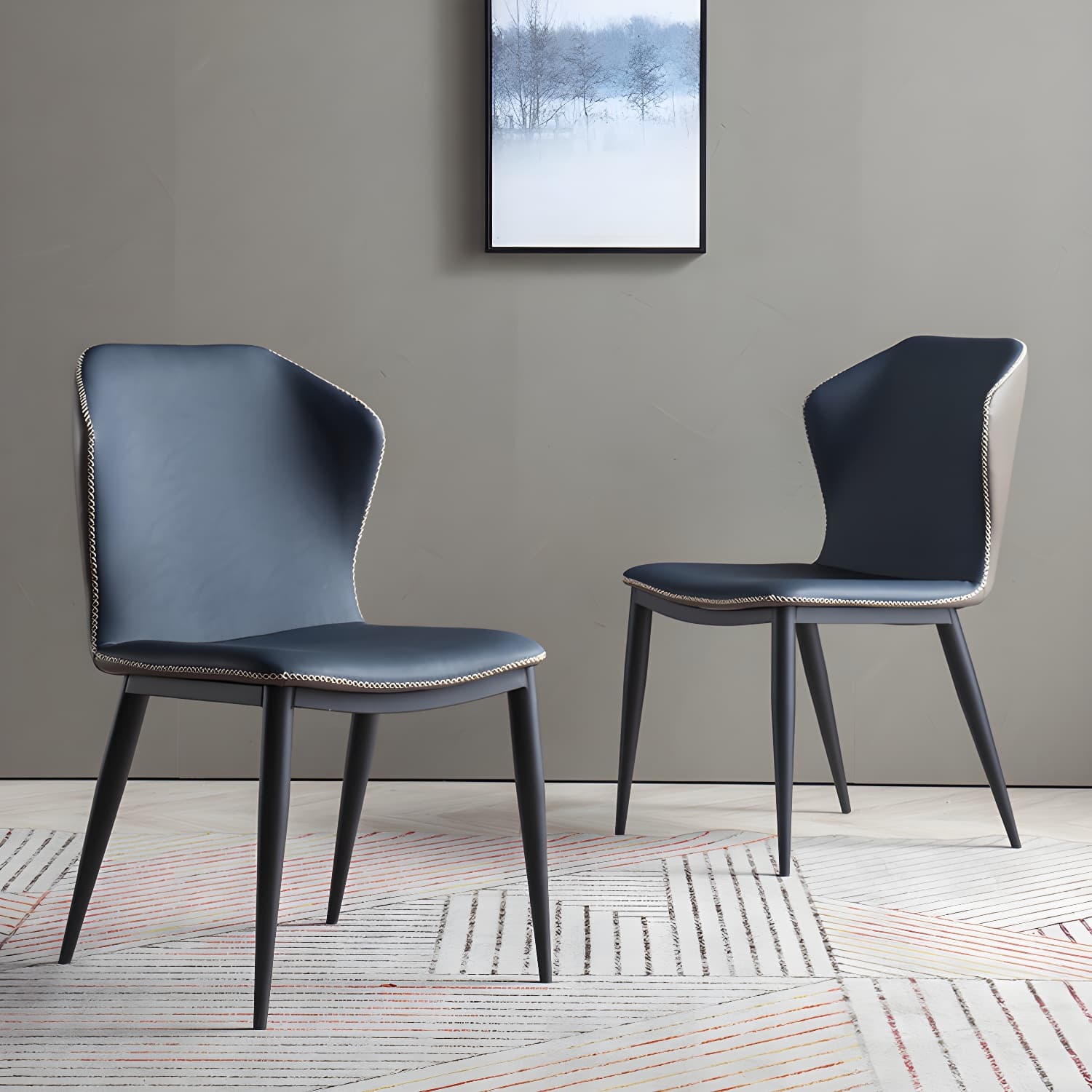 Modern Leather Home Side Chair Wingback Matte Finish Dining Chair - image 16