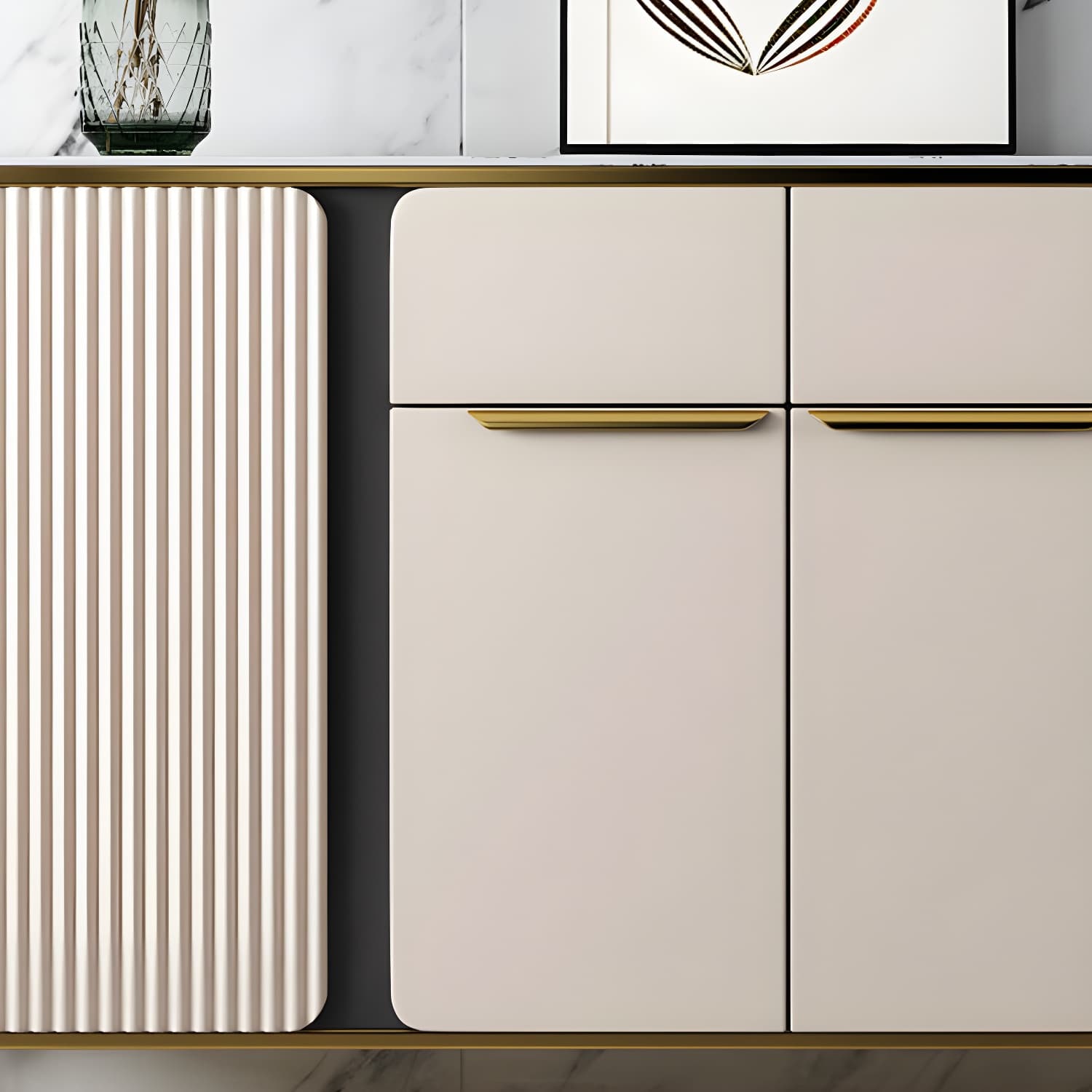 Modernism Sideboard 2 Drawers Server Cabinet with Storage for Dining Room - image 6
