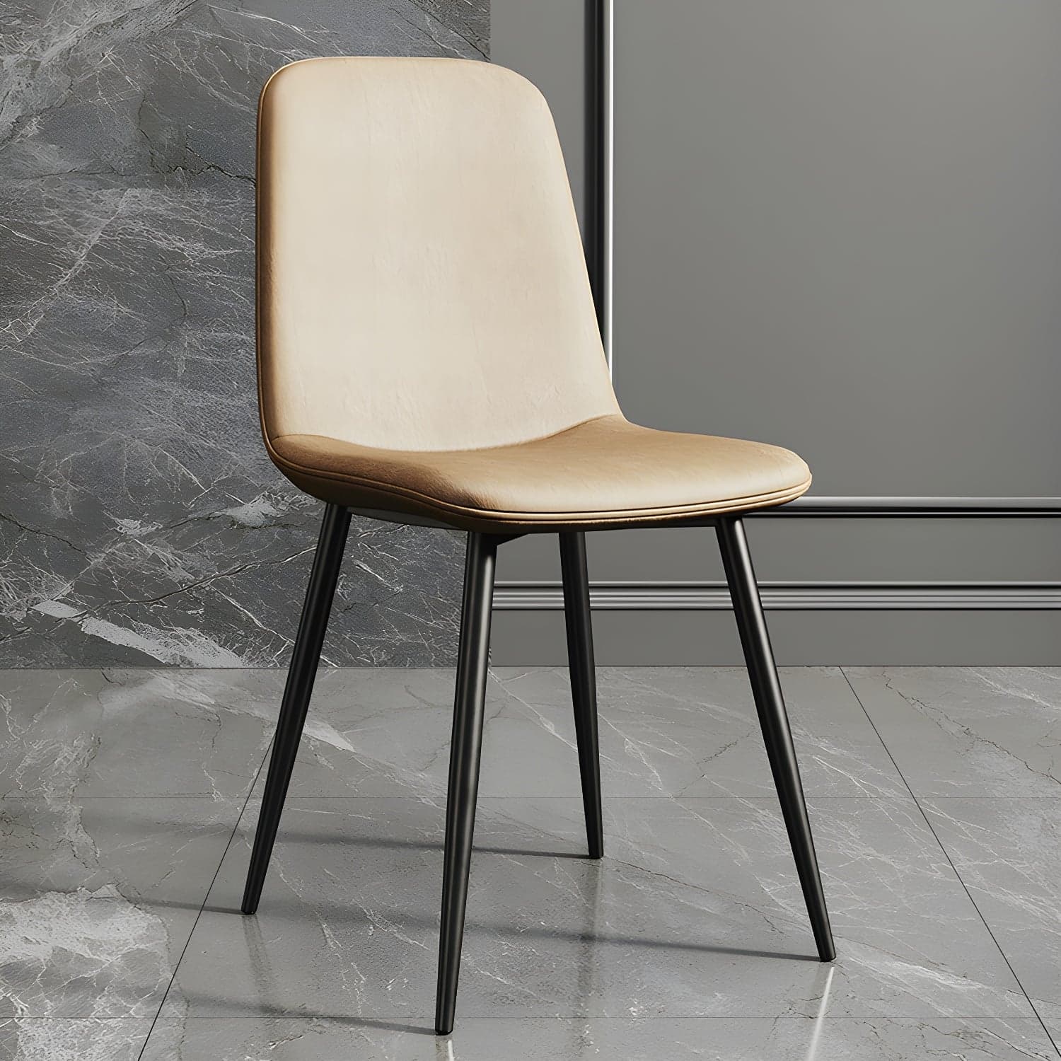 Faux Leather Dining Side Chair with Metal Frame and Low Back - image 3