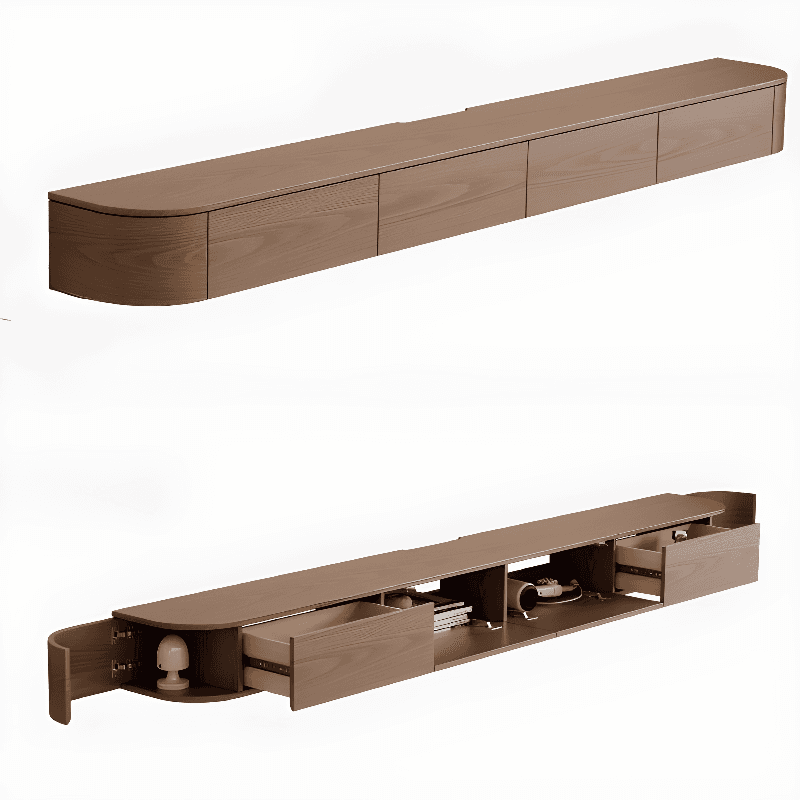 Rectangular Wall-hung TV Stand with Light and Gate for Sitting Room - image 7