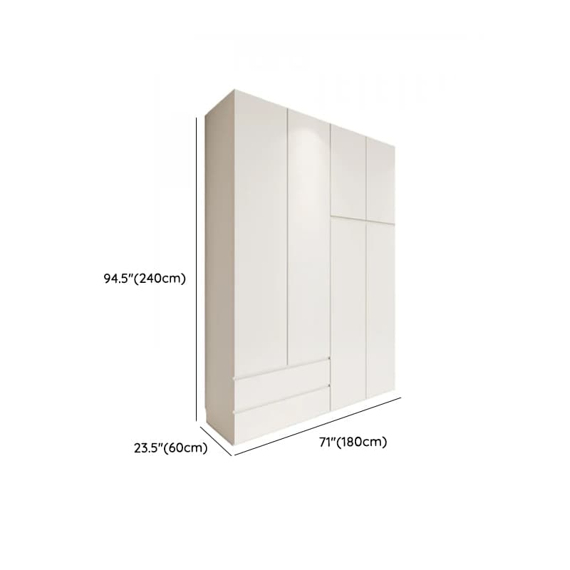 White Minimalist Manufactured Wood Independent Wardrobe Closet with Soft Close Drawer, Soft Close Door, and Interior Shelves - image 22