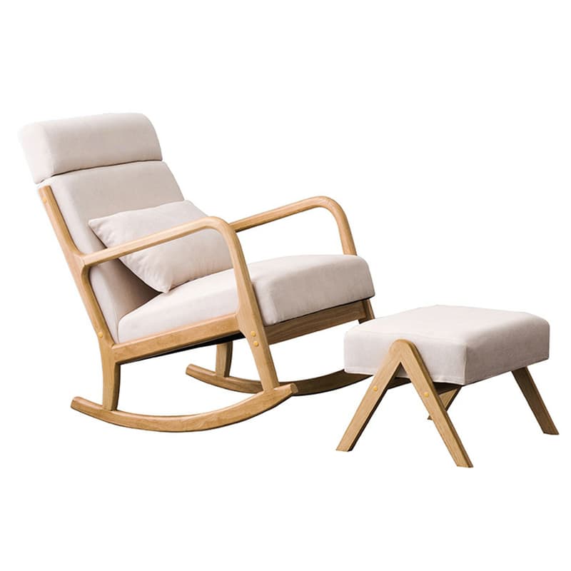 Indoor Use White Cotton Stationary Rocking Chair with Back & Arm - image 10