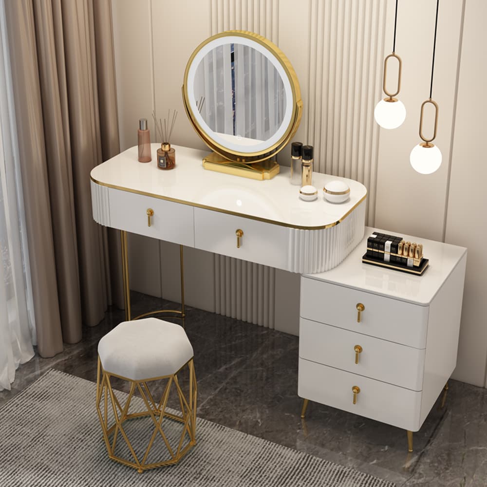 Lighted Mirror Makeup Vanity Storage Box Vanity Dressing Table - image 7